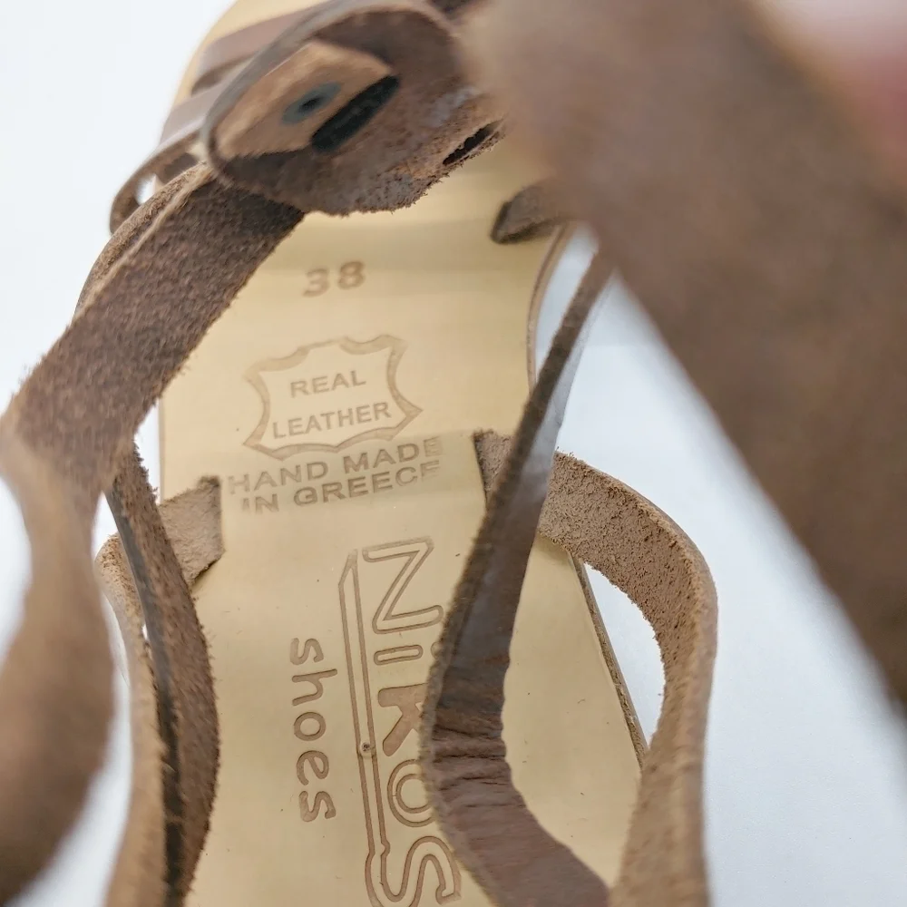 Nikos Shoes Women's Leather Handmade in Greece Gladiator Sandals Sz 6